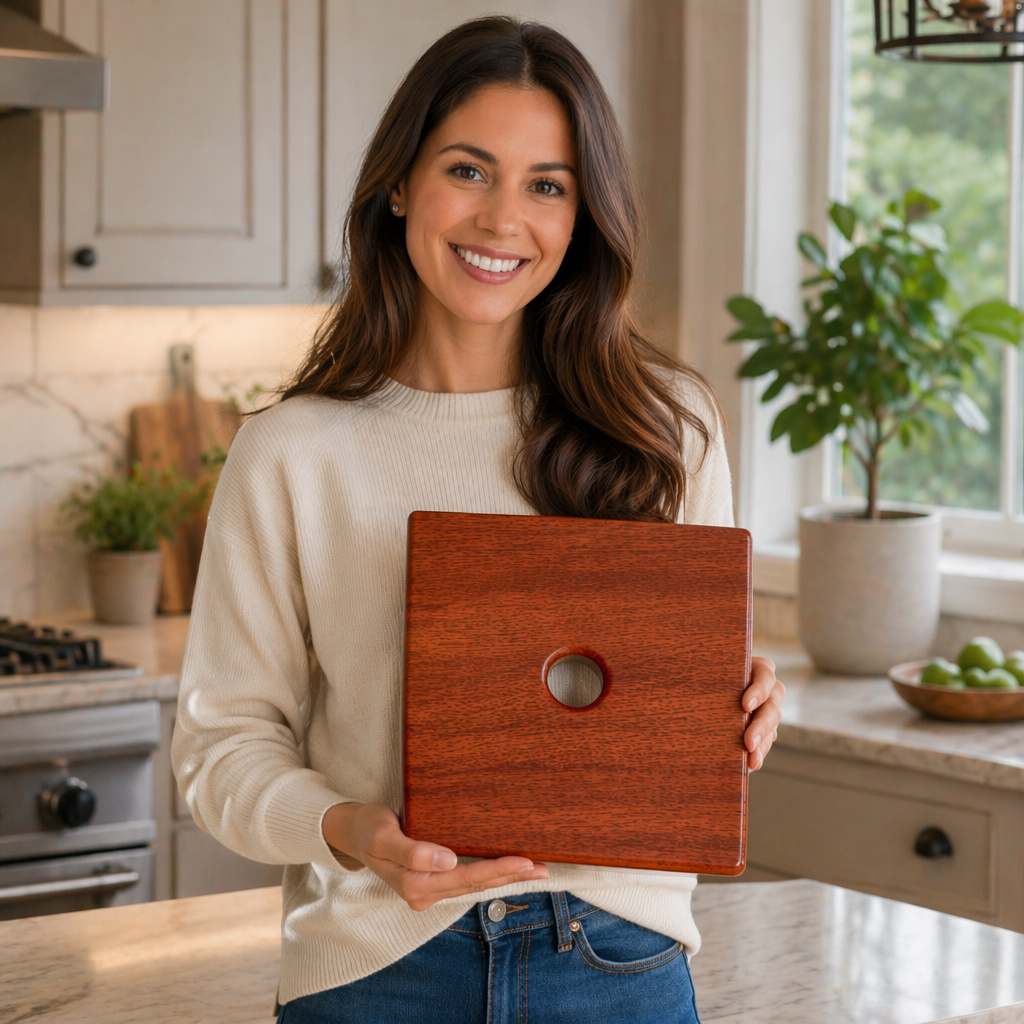 Handmade Solid Pine CBT Wood Board with Egg-Shaped Center Opening