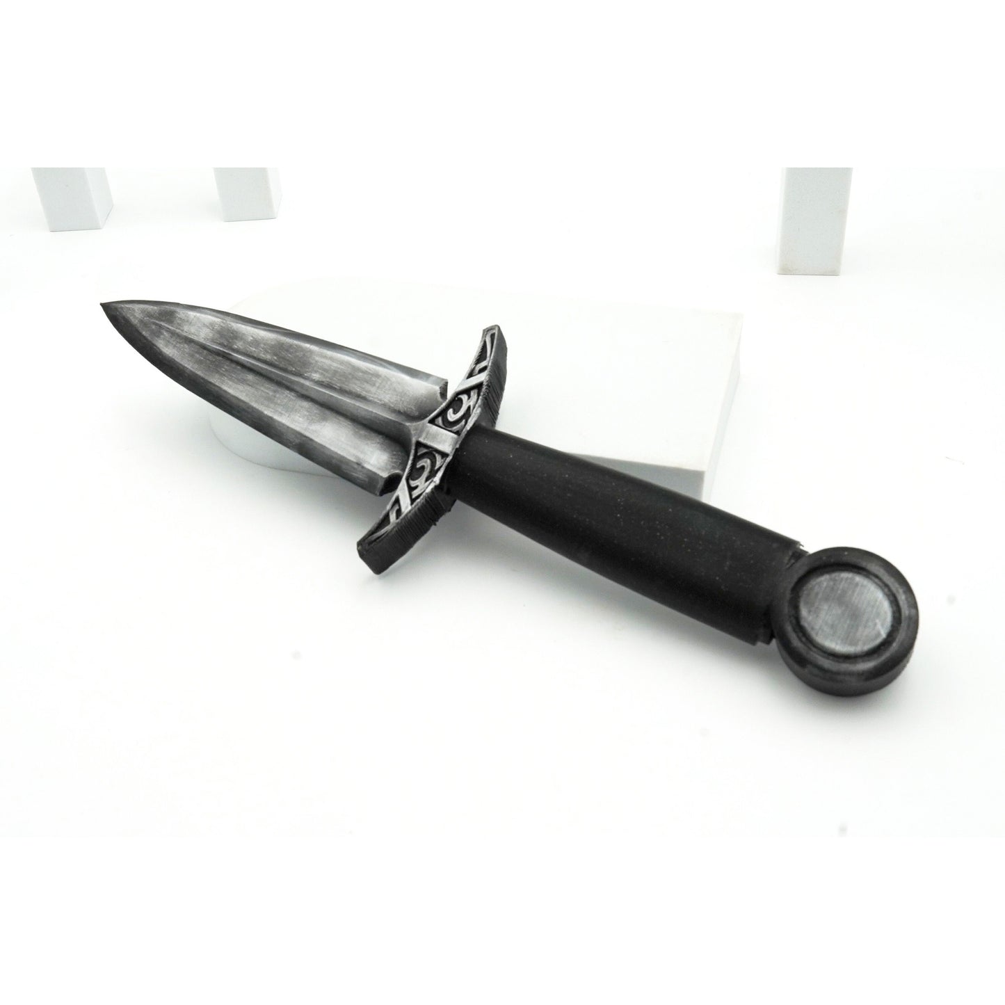 Realistic Plastic Fake Knife Dagger Painted Steel Movie Prop or BDSM Knives for Sexy Edge Play (NOT Sharp, Pointy) Knife Play Fake Dagger