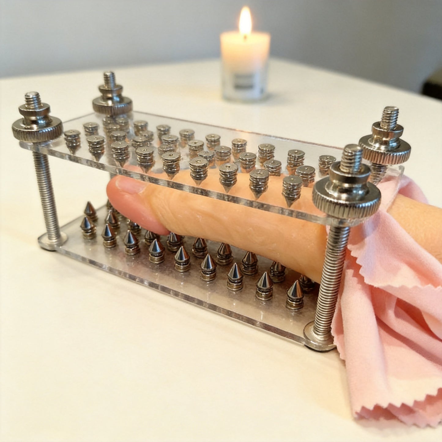 Double Spiked Squisher Board | Acrylic Sensory Play Accessory | Handmade Acrylic Novelty | Adjustable Compression Board | Discreet Shipping