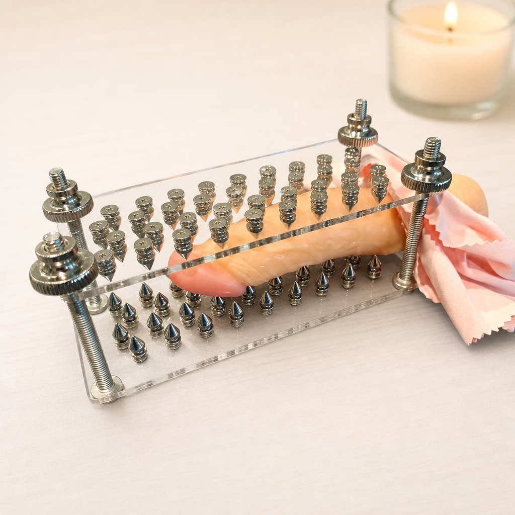 Double Spiked Squisher Board | Acrylic Sensory Play Accessory | Handmade Acrylic Novelty | Adjustable Compression Board | Discreet Shipping