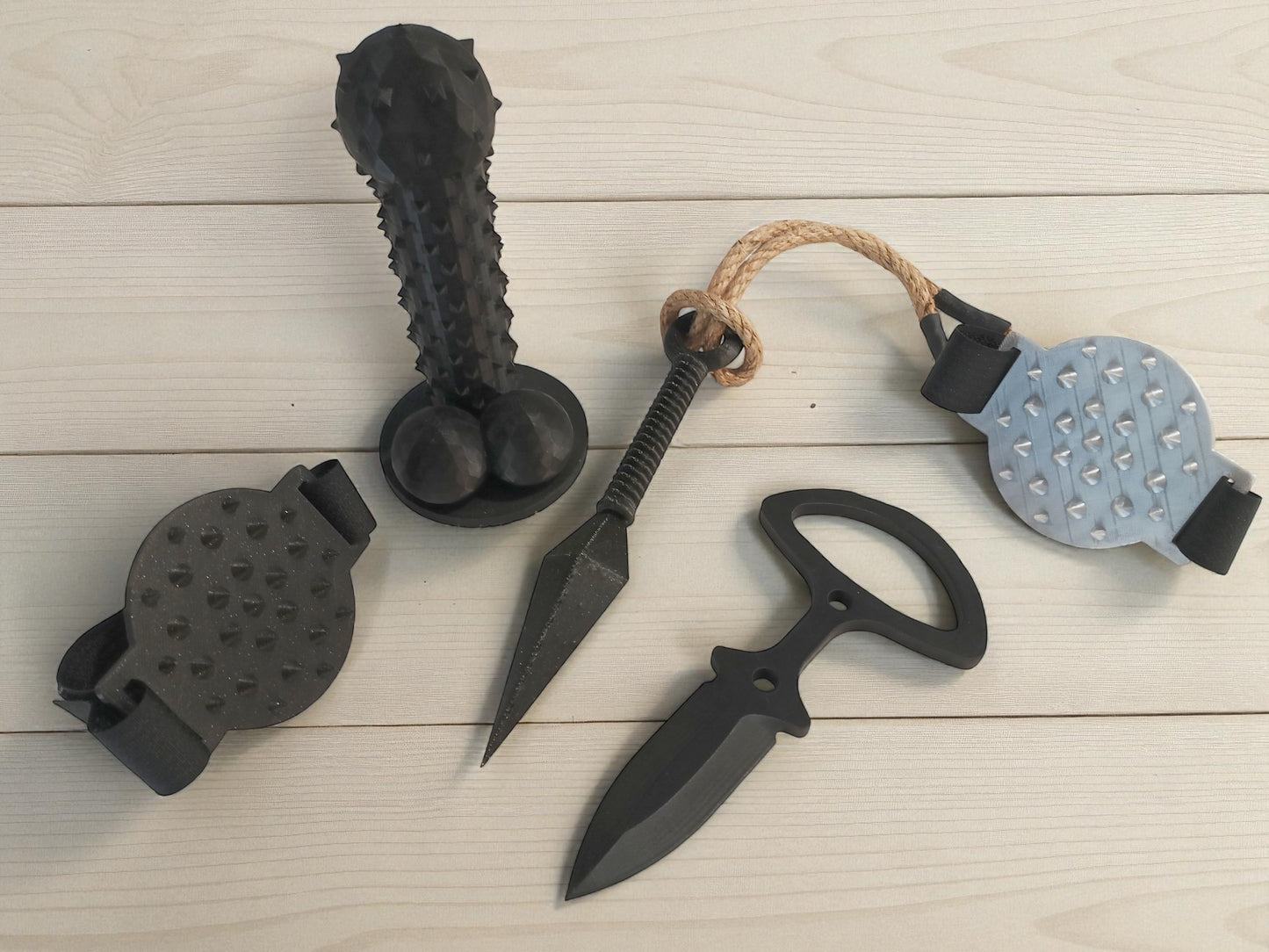 3D Printed BDSM Sensory Play Set, Black Plastic Spikes and Knives, Adult Toy Party Pack