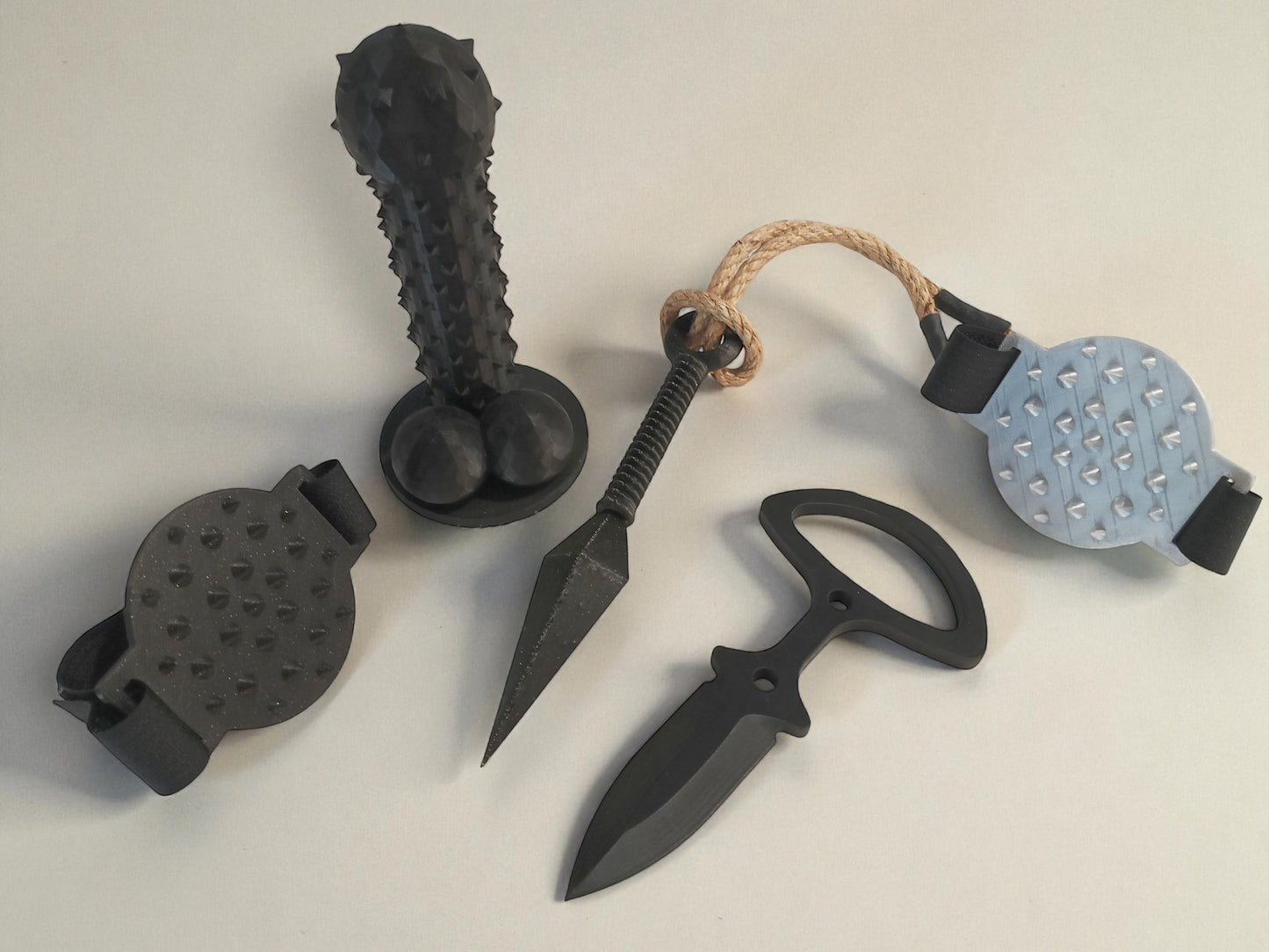 3D Printed BDSM Sensory Play Set, Black Plastic Spikes and Knives, Adult Toy Party Pack