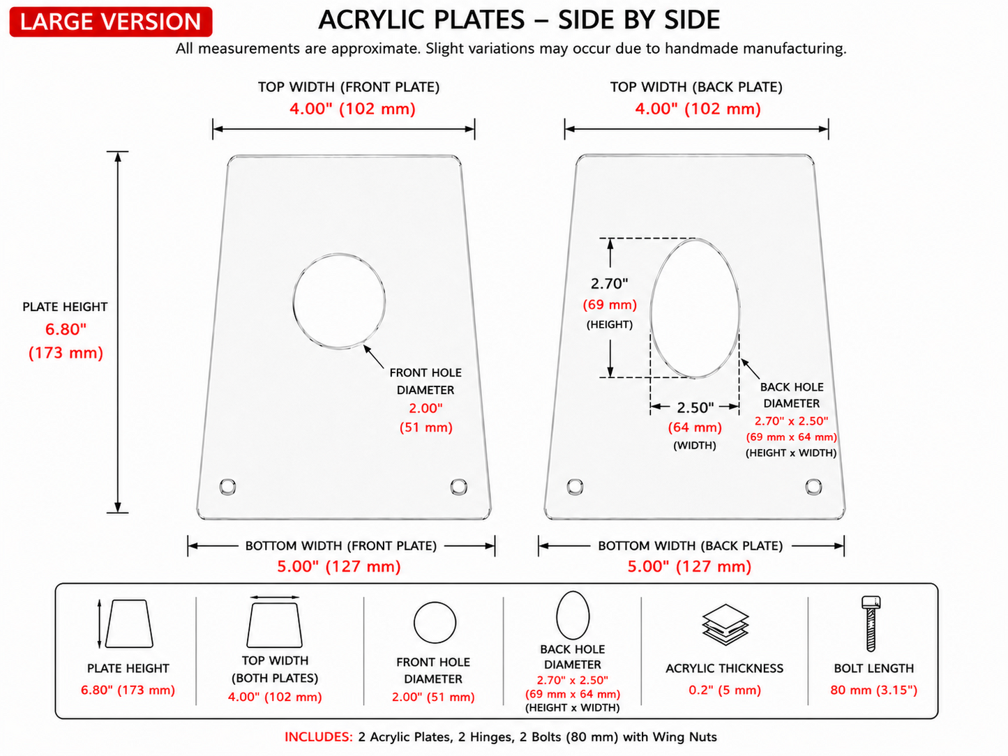 Ball Crusher Plates with Hinge - Adjustable CBT Device with 1/4" Acrylic Plates and Steel Hinge