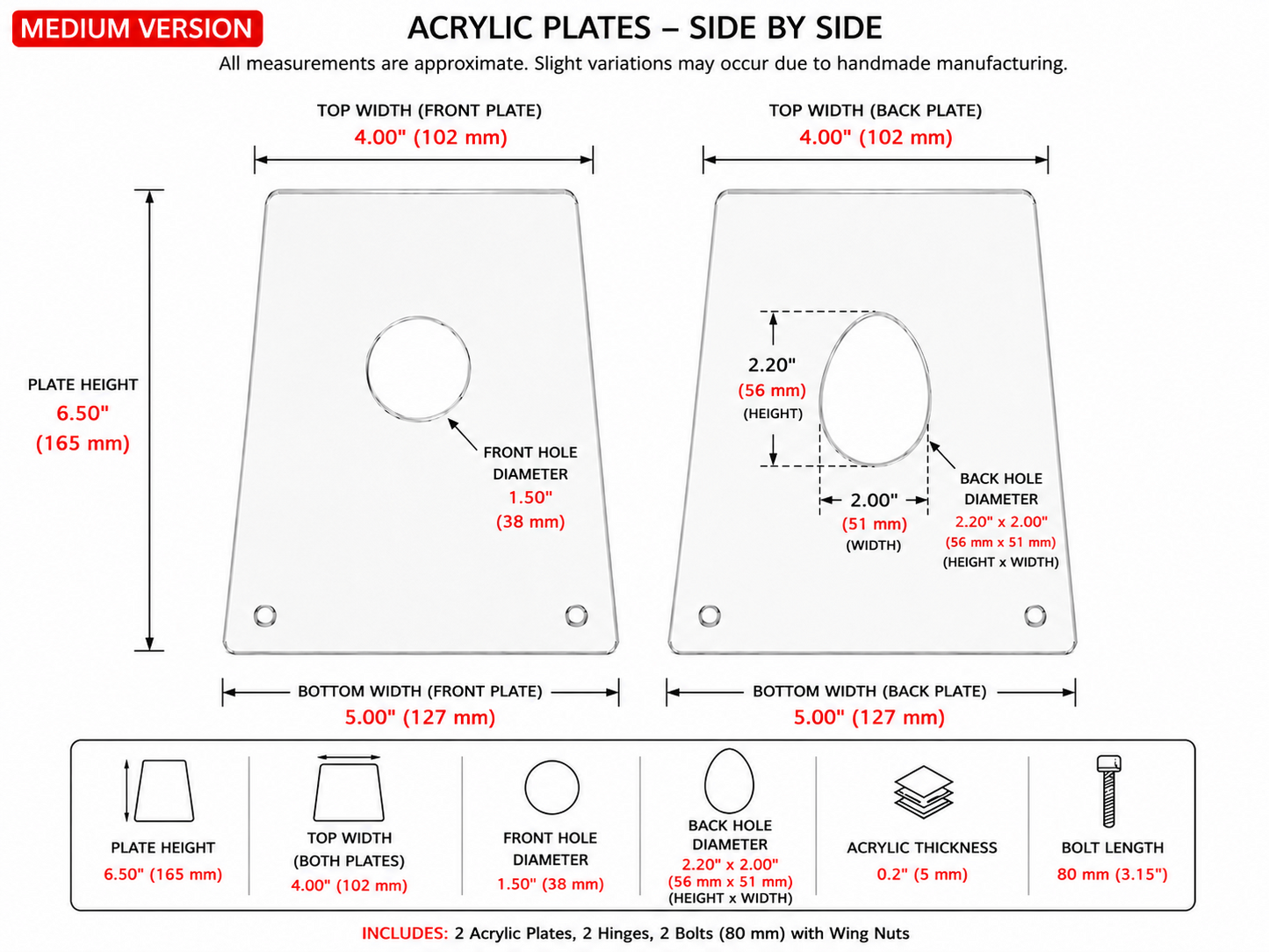 Ball Crusher Plates with Hinge - Adjustable CBT Device with 1/4" Acrylic Plates and Steel Hinge