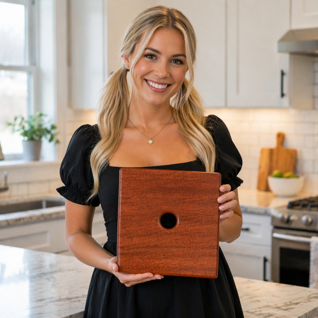 Handmade Solid Pine CBT Wood Board with Egg-Shaped Center Opening