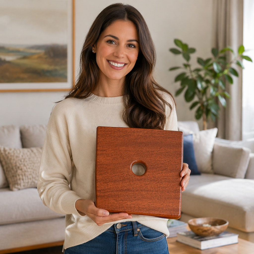 Handmade Solid Pine CBT Wood Board with Egg-Shaped Center Opening